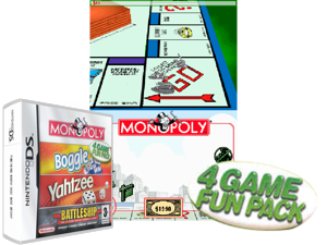 4 Game Fun Pack - Monopoly + Boggle + Yahtzee + Battleship (USA) Cover